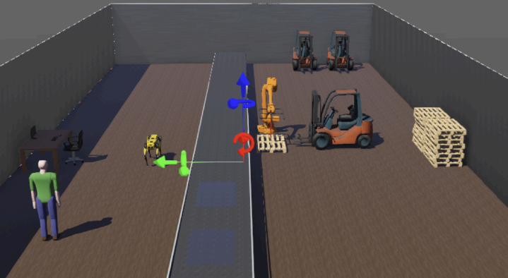 Webots simulation of the ABB IRB 4600 solar glass pick-and-place robotic cell